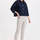 XCVI Cord Penny Legging in Whitecap Pigment, slim fit with ruched leg detail