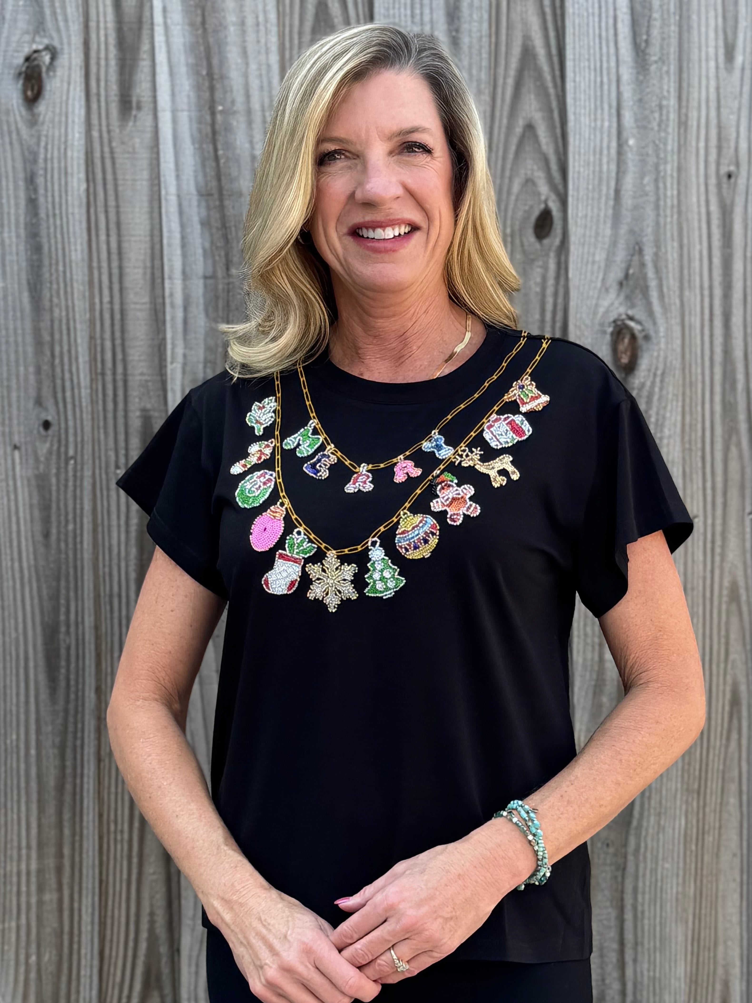 Queen of Sparkles Christmas Necklace Tee at ooh la la! in Grapevine TX 76051