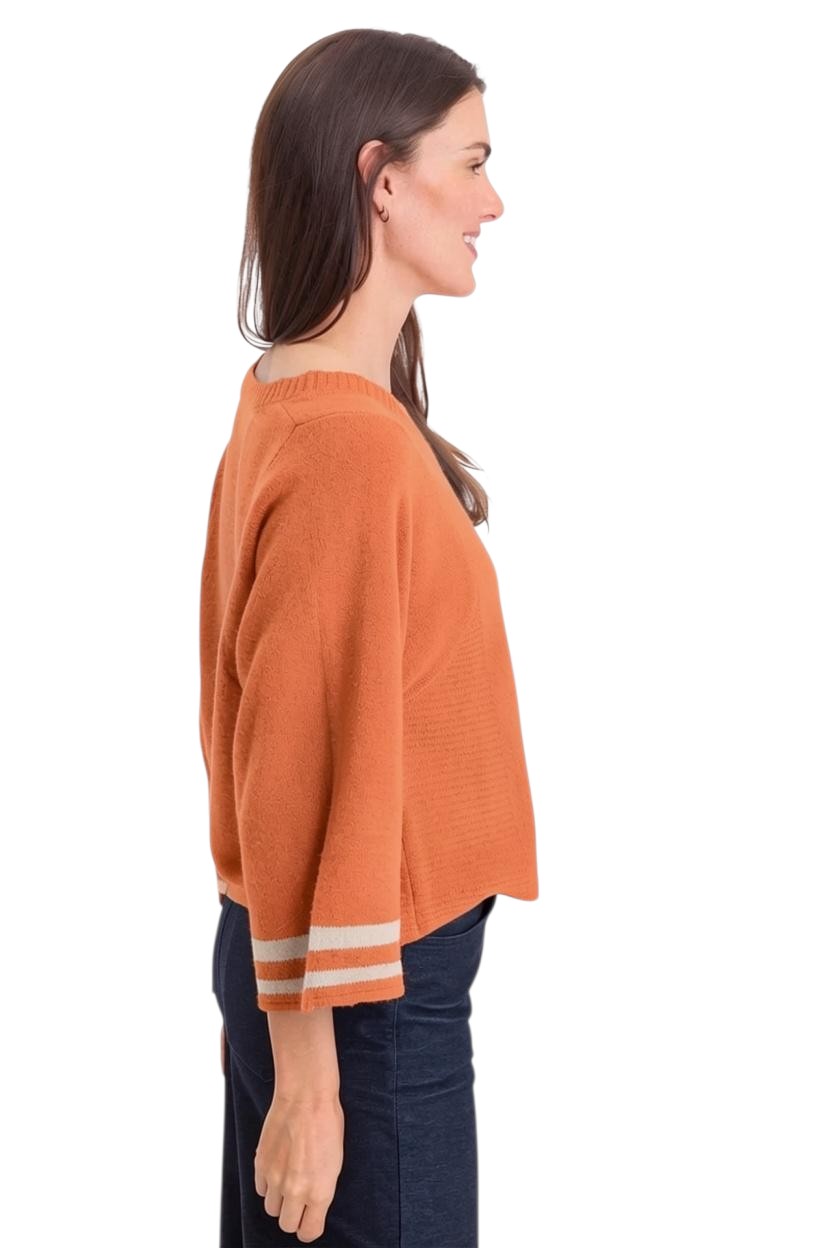 XCVI Jasper Racing Stripe Sweater in roulette rust at ooh la la! in Grapevine TX 76051