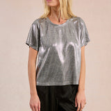 Molly Bracken Metallic Knit Tee in Silver at ooh la la! in Grapevine TX 76051