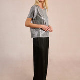 Molly Bracken Metallic Knit Tee in Silver at ooh la la! in Grapevine TX 76051