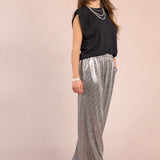 Molly Bracken Metallic Knit Pull-On Pants in Silver at ooh la la! in Grapevine TX 76051