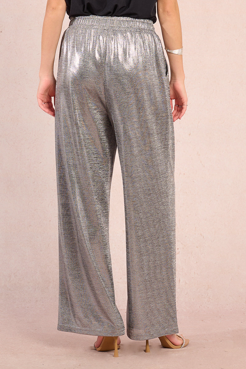 Molly Bracken Metallic Knit Pull-On Pants in Silver at ooh la la! in Grapevine TX 76051