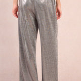 Molly Bracken Metallic Knit Pull-On Pants in Silver at ooh la la! in Grapevine TX 76051