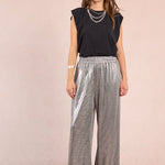 Molly Bracken Metallic Knit Pull-On Pants in Silver at ooh la la! in Grapevine TX 76051