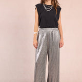 Molly Bracken Metallic Knit Pull-On Pants in Silver at ooh la la! in Grapevine TX 76051
