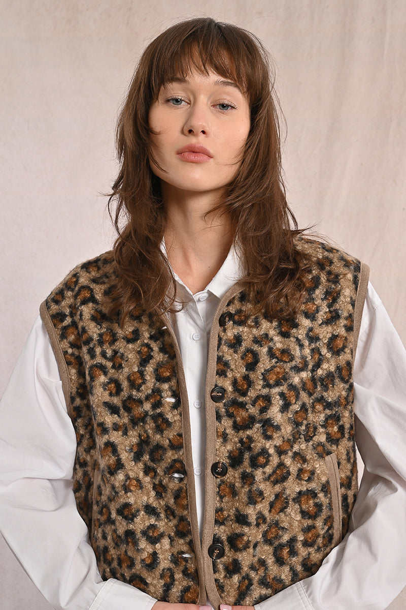 Molly Bracken Leopard Fur-Effect Vest at ooh la la! in Grapevine TX 76051