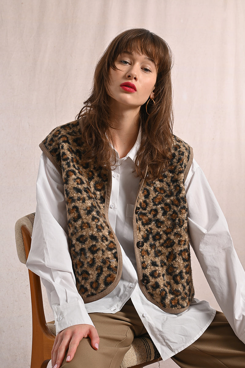 Molly Bracken Leopard Fur-Effect Vest at ooh la la! in Grapevine TX 76051