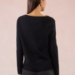 Molly Bracken VNeck Pullover Sweater with Gold Beaded Neckline in black at ooh la la! in Grapevine TX 76051
