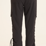 XCVI Bader Active Cargo Pant in black with drawstring waist, side pockets  and ruched ankles at ooh la la! in Grapevine TX 76051