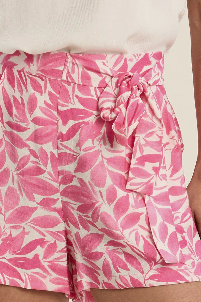 Floral shorts, high waisted shorts, pink floral shorts, summer shorts for women, flowy shorts, side tie shorts, boho summer style, beach shorts with pockets. at ooh la la! in Grapevine TX 76051