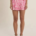 Floral shorts, high waisted shorts, pink floral shorts, summer shorts for women, flowy shorts, side tie shorts, boho summer style, beach shorts with pockets. at ooh la la! in Grapevine TX 76051