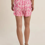 Floral shorts, high waisted shorts, pink floral shorts, summer shorts for women, flowy shorts, side tie shorts, boho summer style, beach shorts with pockets. at ooh la la! in Grapevine TX 76051