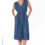 Velvet Heart Persa denim look Tencel™ Smocked Midi Dress | Murietta at ooh la la! in Grapevine TX 76051