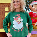 Glitter Santa Sweatshirt in green at ooh la la! in Grapevine TX 76051