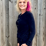 Molly Bracken Pearl Button Cardigan in black at ooh la la! in Grapevine TX 76051