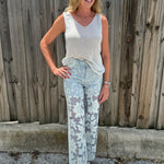 High Rise Lace Front Straight Leg Jeans in light blue at ooh la la! in Grapevine TX 76051