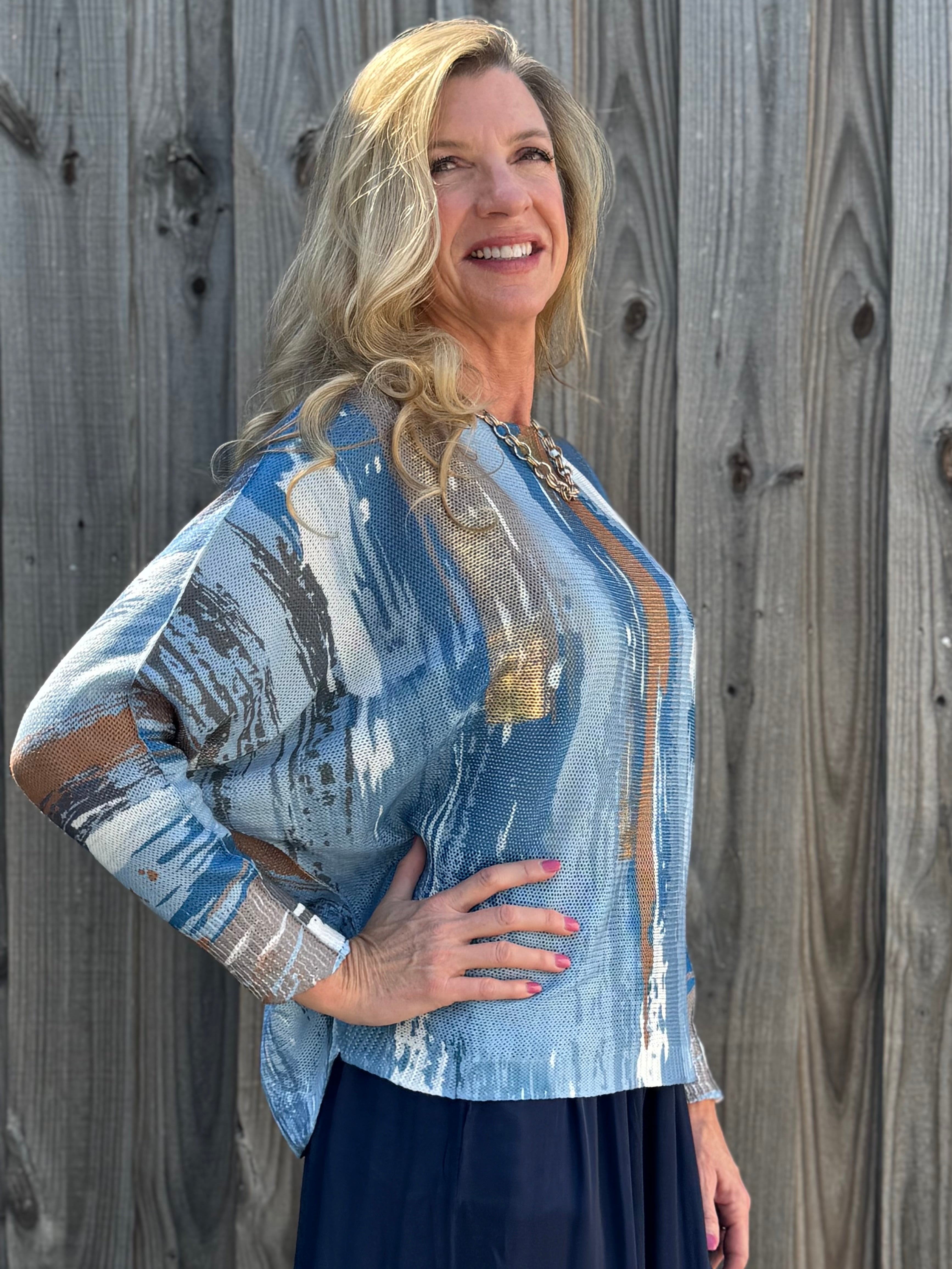 Vertical Paint Strokes Batwing Sweater at ooh la la! in Grapevine TX 76051