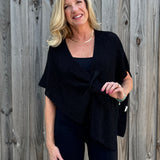 Ribbed Knit Wrap with Tab in black at ooh la la! in Grapevine TX 76051