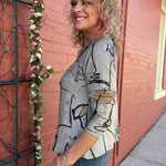 Knit Raglan Top in grey melange at ooh la la! in Grapevine TX 76051
