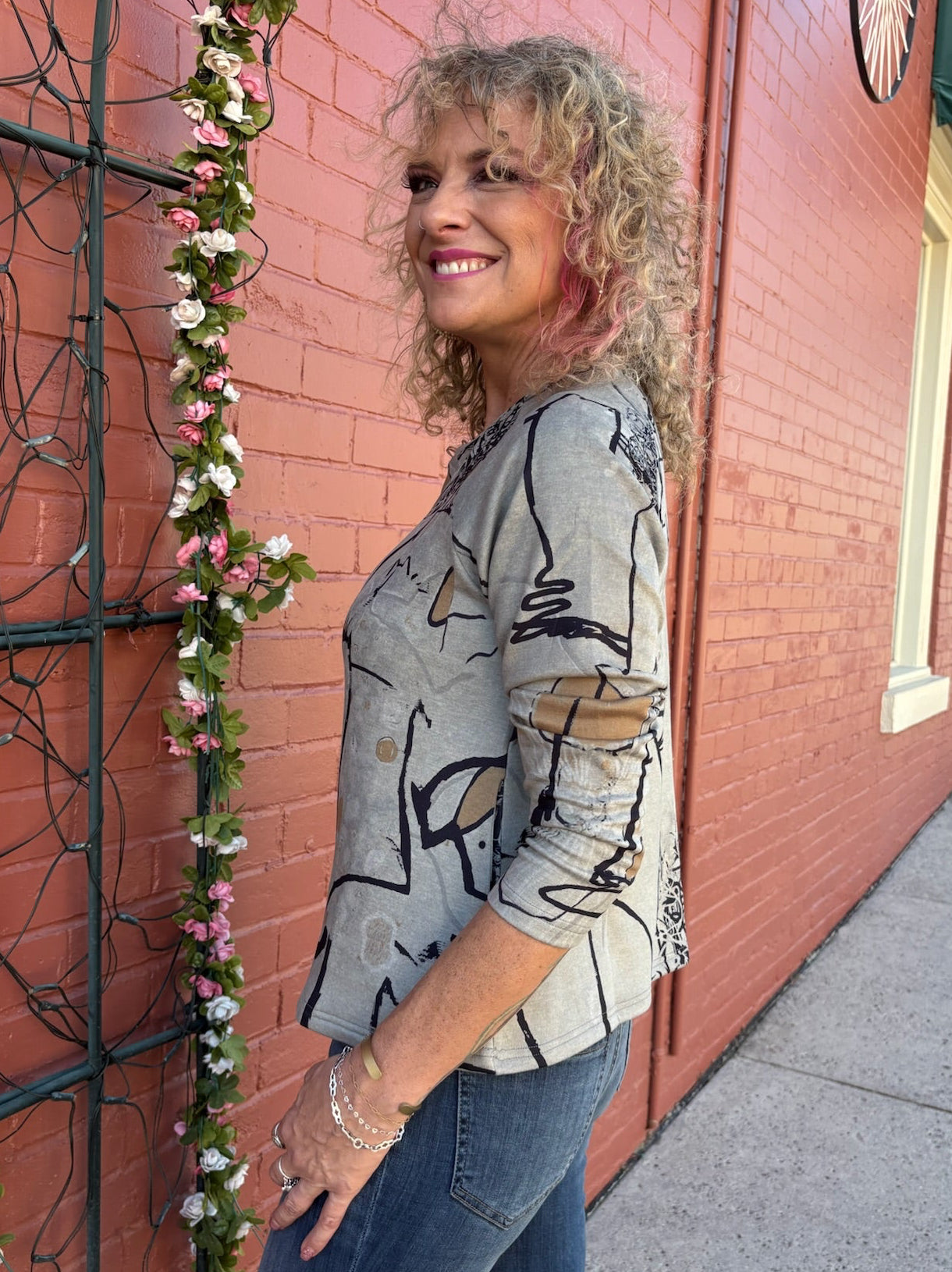 Knit Raglan Top in grey melange at ooh la la! in Grapevine TX 76051