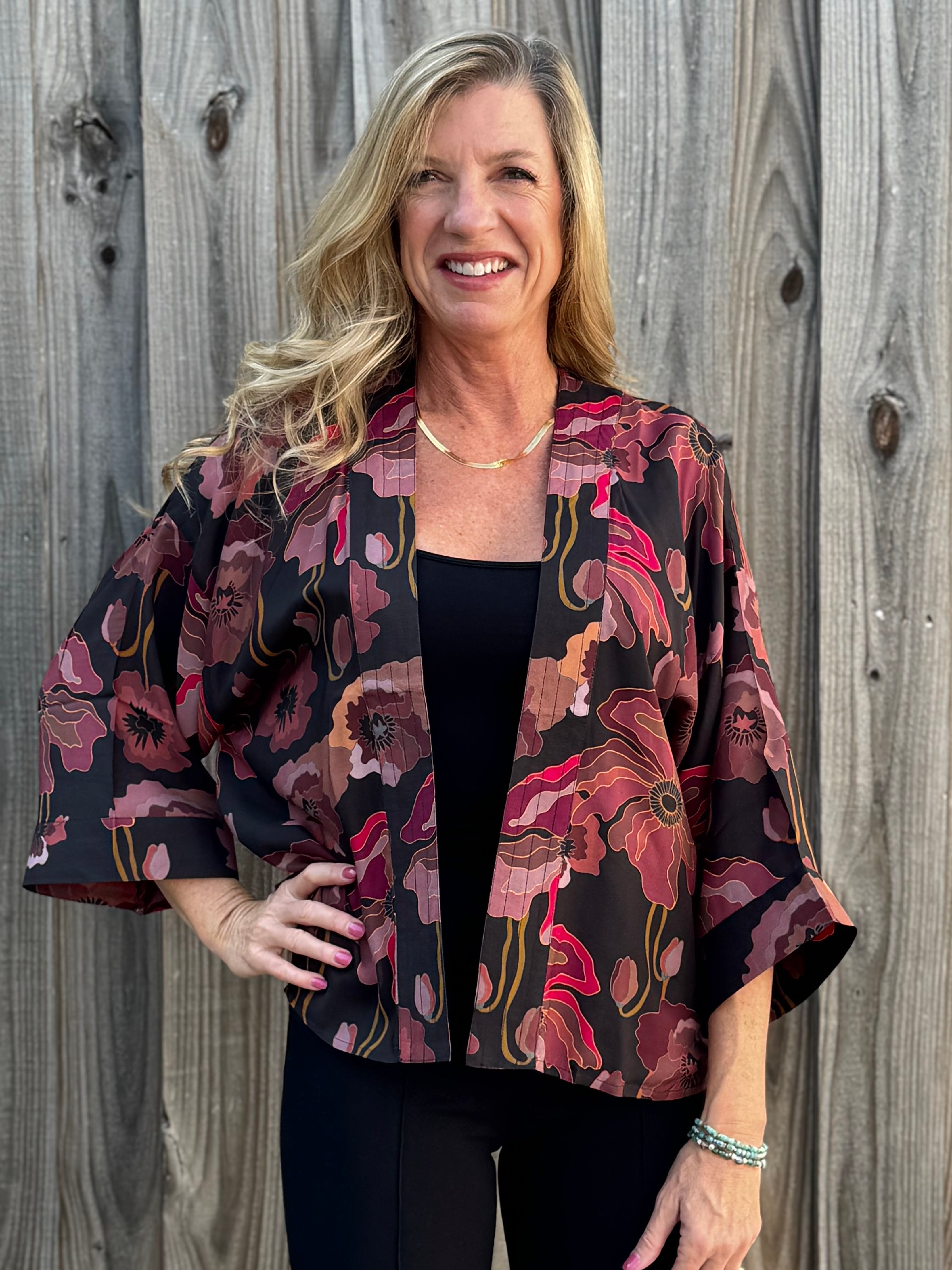 Fall Poppy Short Kimono at ooh la la! in Grapevine TX 76051