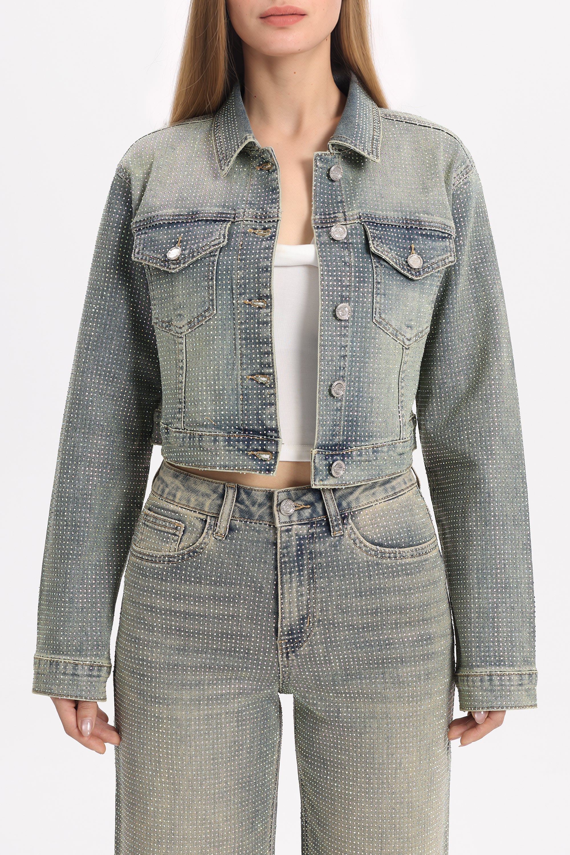Bayeas Rhinestone Denim Jacket in newedge at ooh la la! in Grapevine TX 76051