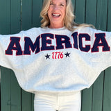 America 1776 Applique Oversized Dolman Sweatshirt