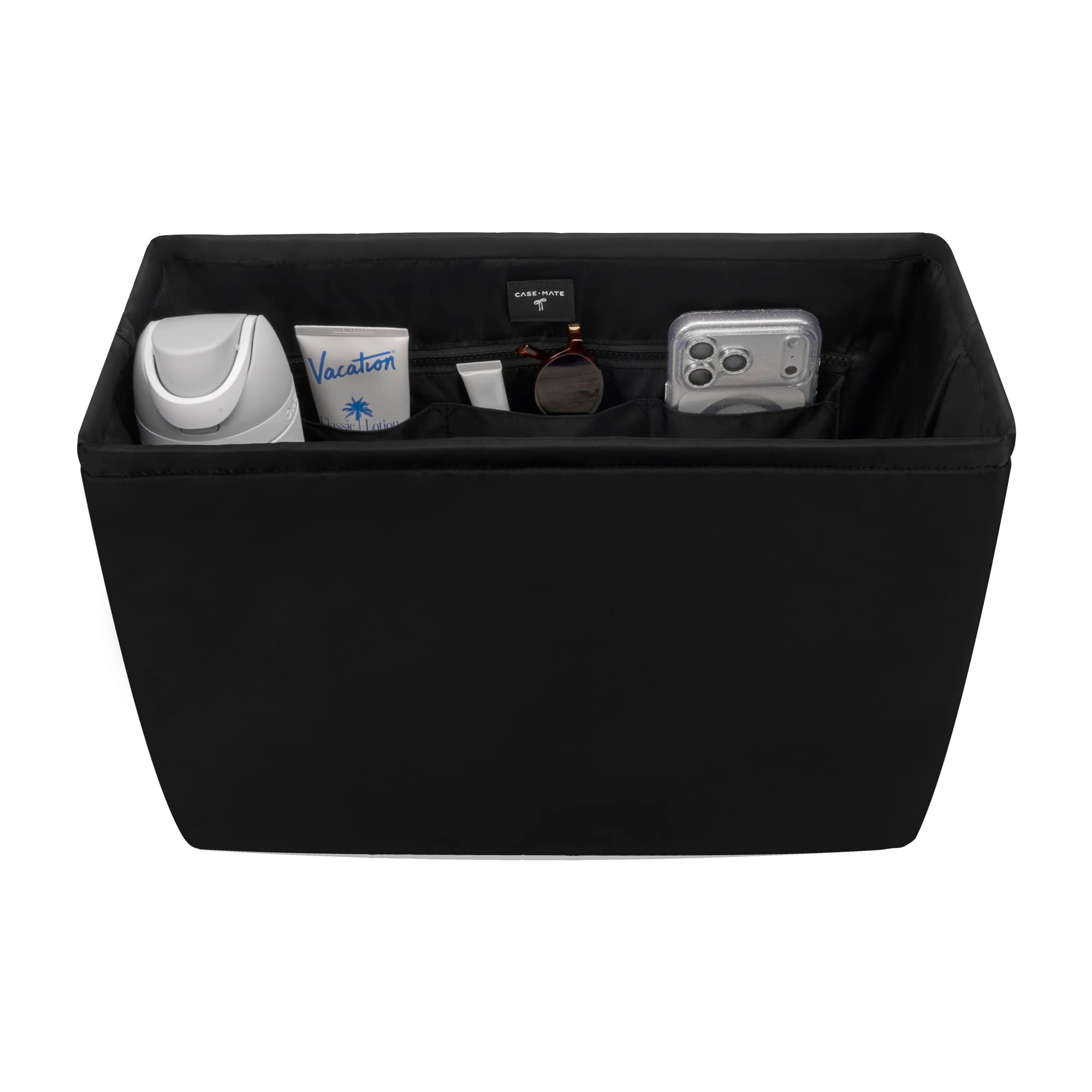 Case-Mate black tote bag organizer insert with multiple compartments and zipper pocket at ooh la la! in Grapevine TX 76051
