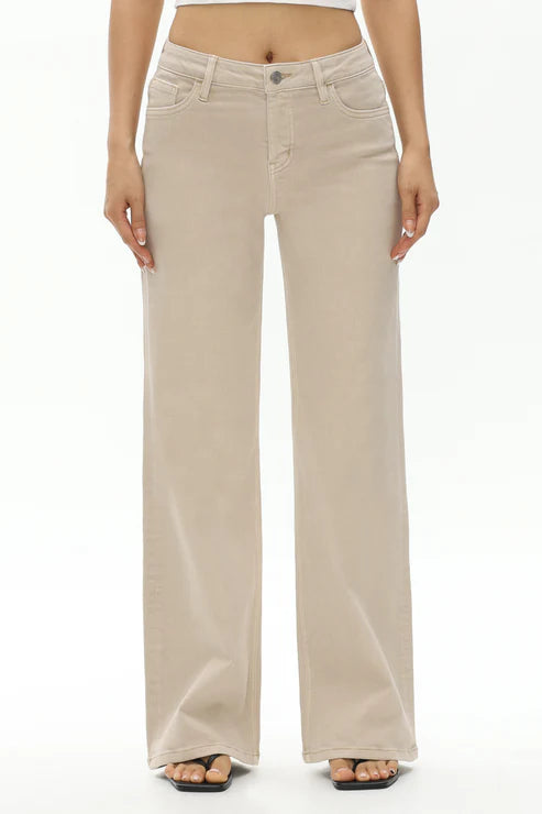 New York Mid Rise Wide Leg Jeans in Voida Tan at ooh la la! in Grapevine TX 76051