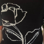 Color Blocked Band Floral Knit Top in black at ooh la la! in Grapevine TX 76051