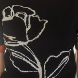 Color Blocked Band Floral Knit Top in black at ooh la la! in Grapevine TX 76051