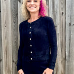 Molly Bracken Pearl Button Cardigan in black at ooh la la! in Grapevine TX 76051
