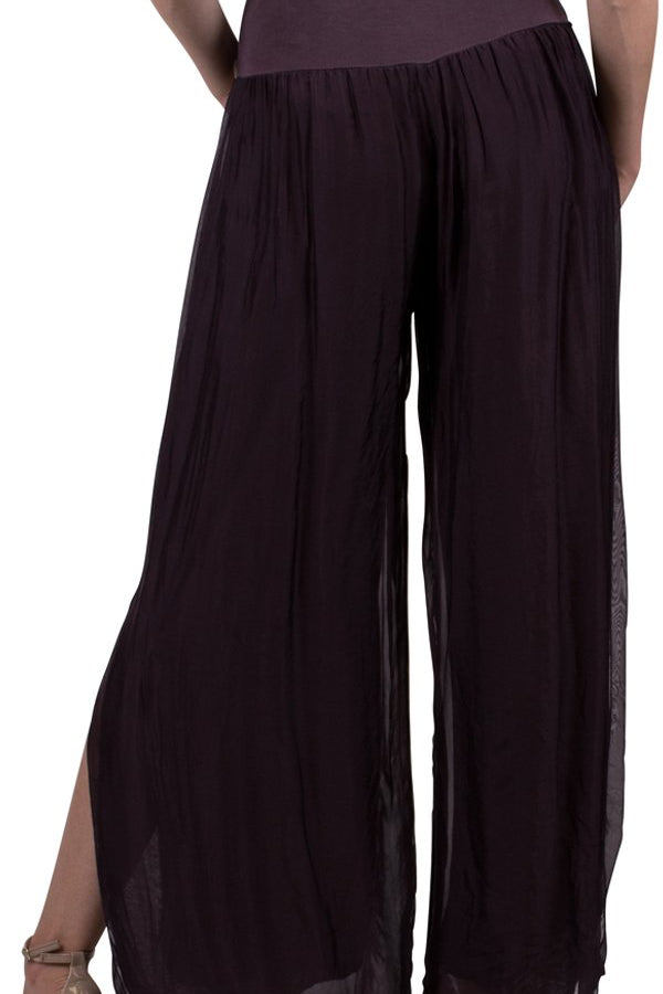 Silk Pants with Side Slit - Multiple Colors