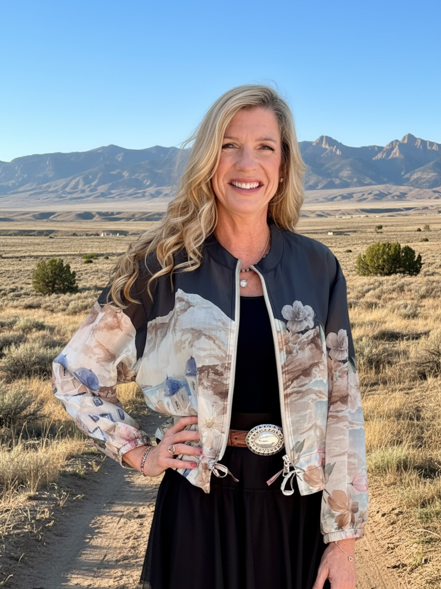 Santorini Print Sheer Bomber Jacket in black at ooh la la! in Grapevine TX 76051