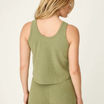 PJ Salvage Rib Knit Lounge Tank Top in Heather Dark Olive at ooh la la! in Grapevine TX 76051