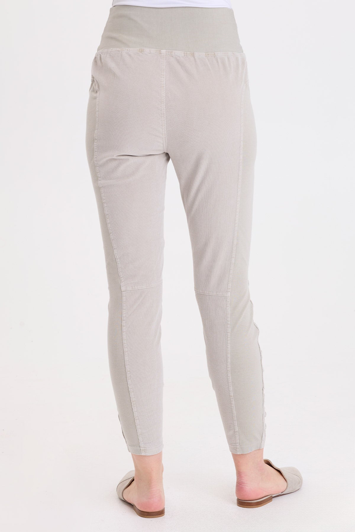 XCVI Cord Penny Legging in Whitecap Pigment shown from back on model