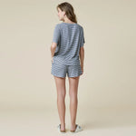 Dream Slouchy Tee Top with Shorts Lounge Set in Midnight Navy and White Stripe at ooh la la! in Grapevine TX 76051