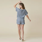 Dream Slouchy Tee Top with Shorts Lounge Set in Midnight Navy and White Stripe at ooh la la! in Grapevine TX 76051