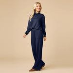 Dream Cowl Neck Lounge Set in Midnight Navy at ooh la la! in Grapevine TX 76051