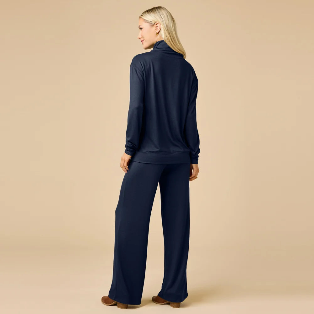Dream Cowl Neck Lounge Set in Midnight Navy at ooh la la! in Grapevine TX 76051