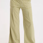 XCVI Riven Tencel Twill Wide Leg Pant in Artichoke Pigment sage green with patch pockets