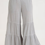 XCVI Lando Wide Leg Pants in Soft Pebble Pigment with tiered ruffle hem detail