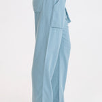 XCVI Robbie Basket-Weave Pant in Thunderclap Pigment teal with large cargo pockets at ooh la la! in Grapevine TX 76051