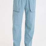 XCVI Robbie Basket-Weave Pant in Thunderclap Pigment teal with large cargo pockets at ooh la la! in Grapevine TX 76051