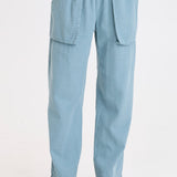 XCVI Robbie Basket-Weave Pant in Thunderclap Pigment teal with large cargo pockets at ooh la la! in Grapevine TX 76051