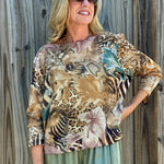 Shimmer Jungle Floral Batwing Sweater at ooh la la! in Grapevine TX 76051