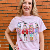 Simply Southern Y'all Are Nuts Nutcracker graphic tee in peony pink at ooh la la! in Grapevine TX 76051