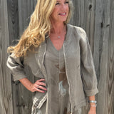 Linen Bomber Jacket in taupe at ooh la la! in Grapevine TX 76051