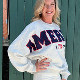 America 1776 Applique Oversized Dolman Sweatshirt
